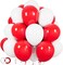 100pcs Red and white balloons 12 Inch Thickened Latex Red white Balloons for Valentine's Day Birthday Wedding Mother's Day Christmas Party Decorations